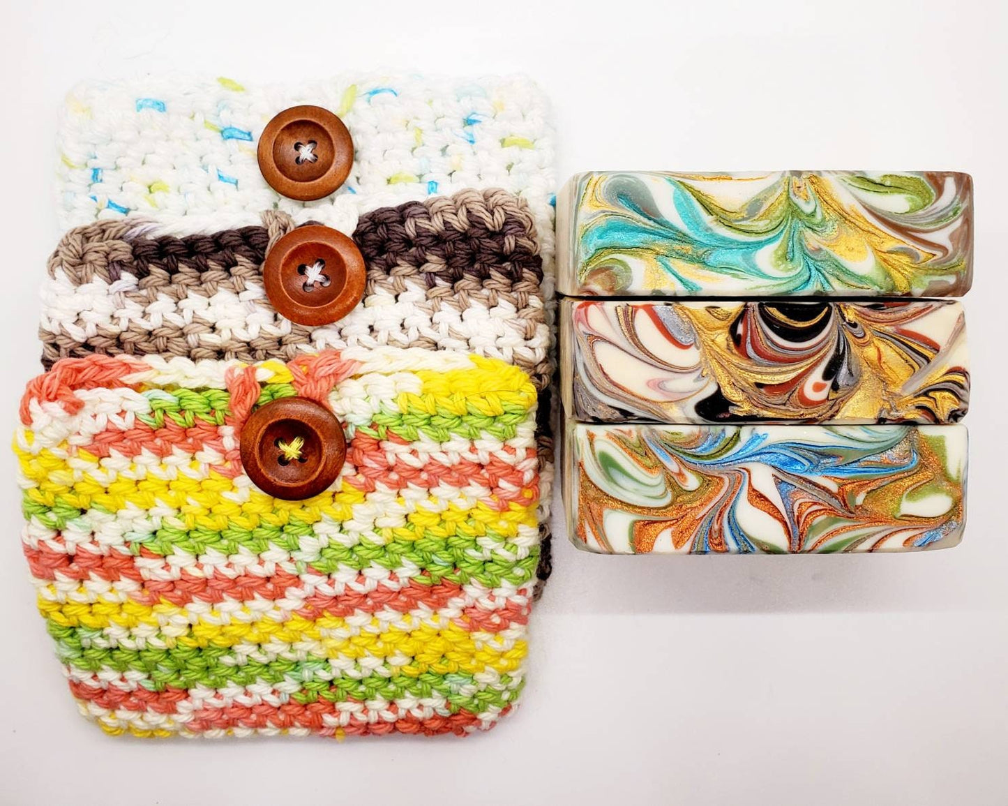 Bright soap saver crochet soap bags