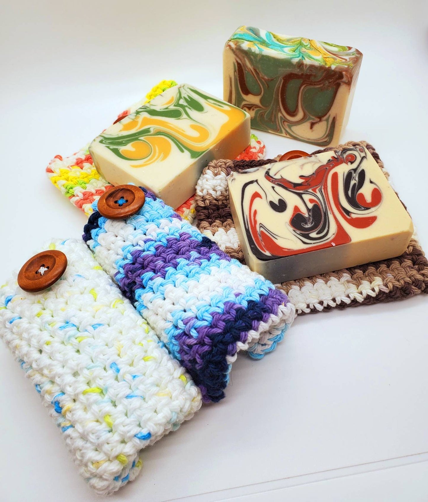 Knit Soap Saver, Crochet Cotton Soap Pocket, Handmade Colorful Soap Savers