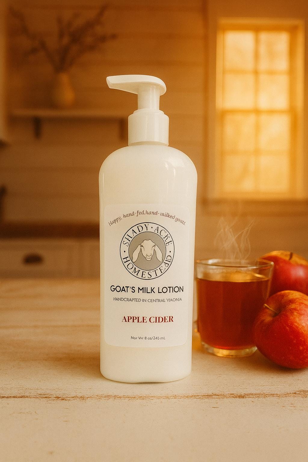 Apple Cider Goat Milk Lotion β Fall Body Lotion, Handmade Autumn Lotion, Moisturizing Hand Cream, Goat Milk Lotion for Dry Skin 8 oz pump