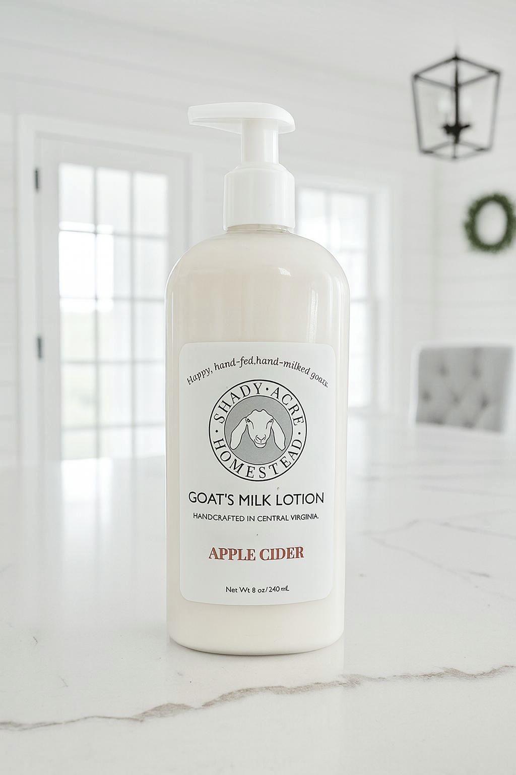 Apple Cider Goat Milk Lotion β Fall Body Lotion, Handmade Autumn Lotion, Moisturizing Hand Cream, Goat Milk Lotion for Dry Skin 8 oz pump