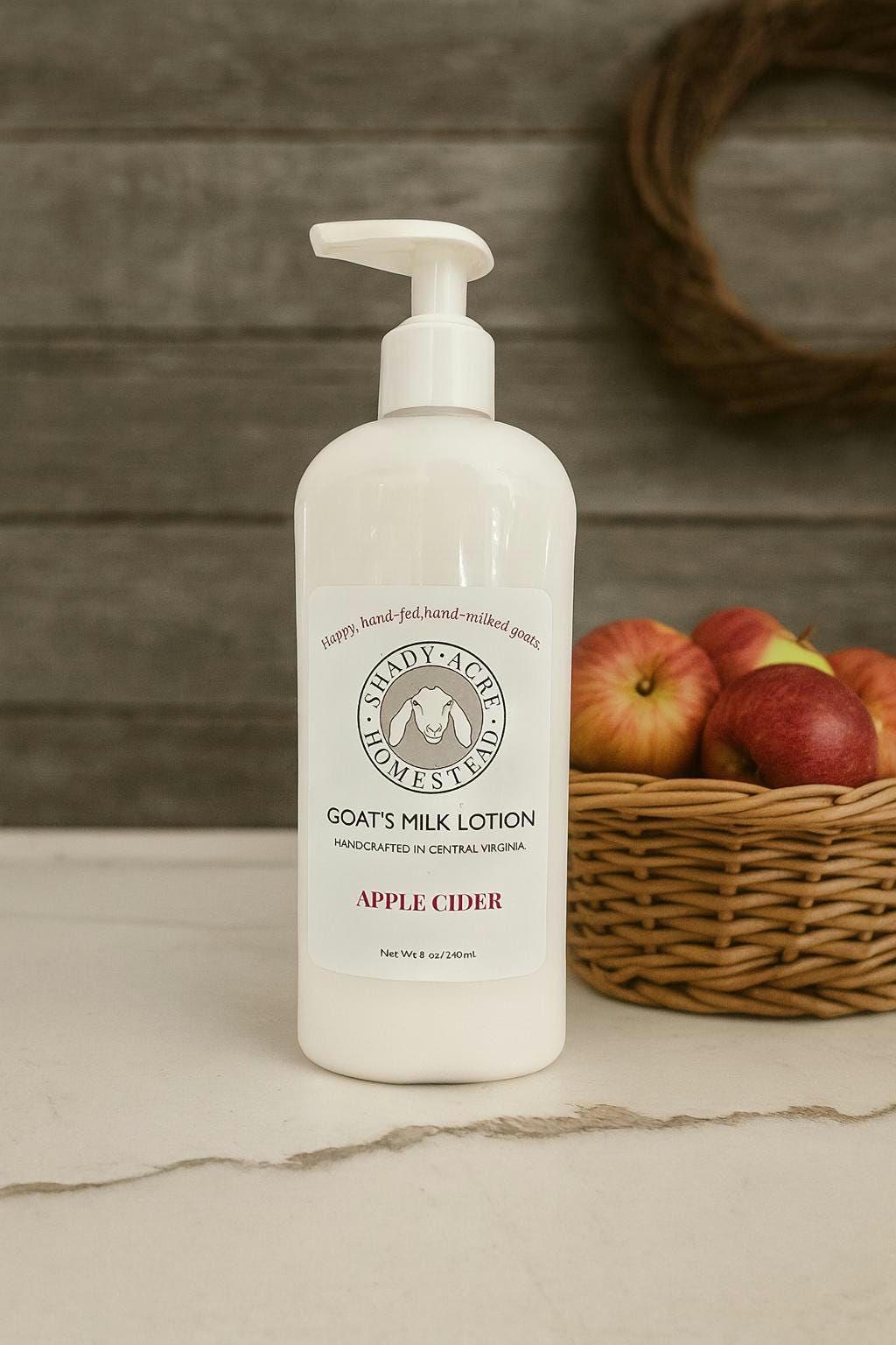 Apple Cider Goat Milk Lotion β Fall Body Lotion, Handmade Autumn Lotion, Moisturizing Hand Cream, Goat Milk Lotion for Dry Skin 8 oz pump