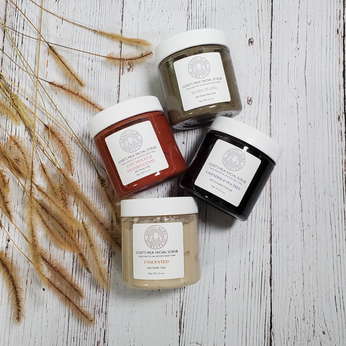 Goat Milk Facial Scrub | Natural Clay & Sugar Exfoliant | Lavender Tea Tree, Patchouli Frankincense, Ylang Ylang, Unscented