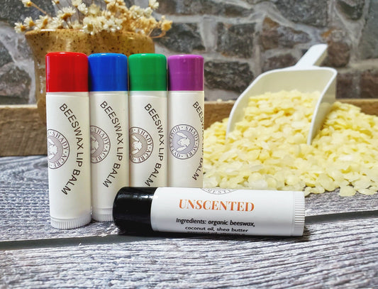 Organic Lip Balm, beeswax lip balm, beeswax chapstick, natural chapstick with essential oils, lavender chapstick, peppermint chapstick, organic chapstick, eucalyptus chapstick