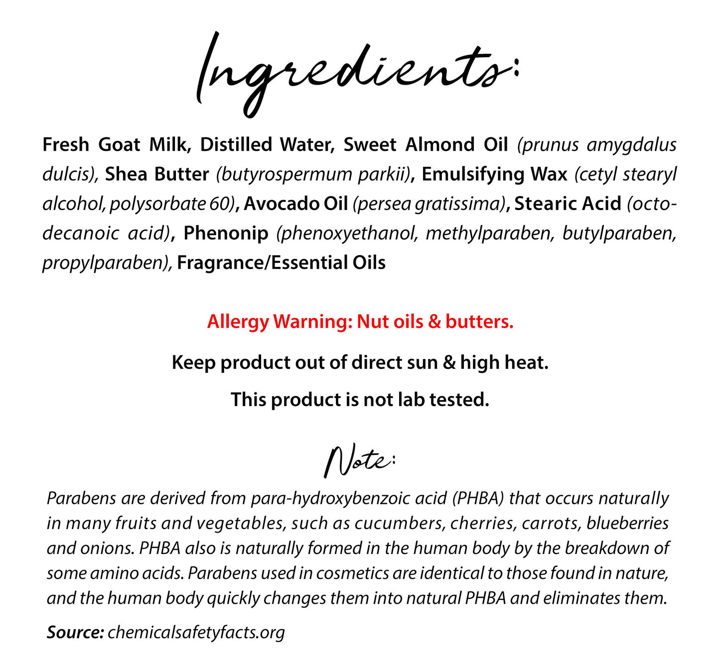 Ingredients in lotion