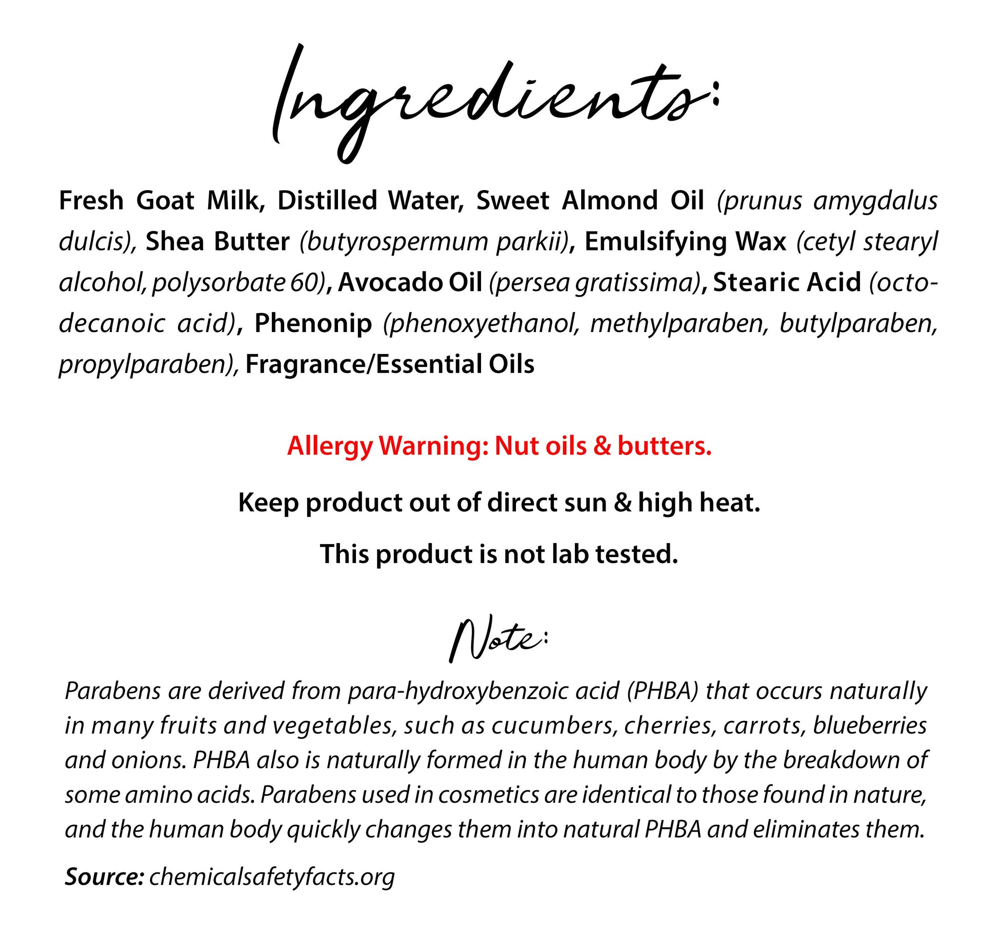 Ingredients in lotion