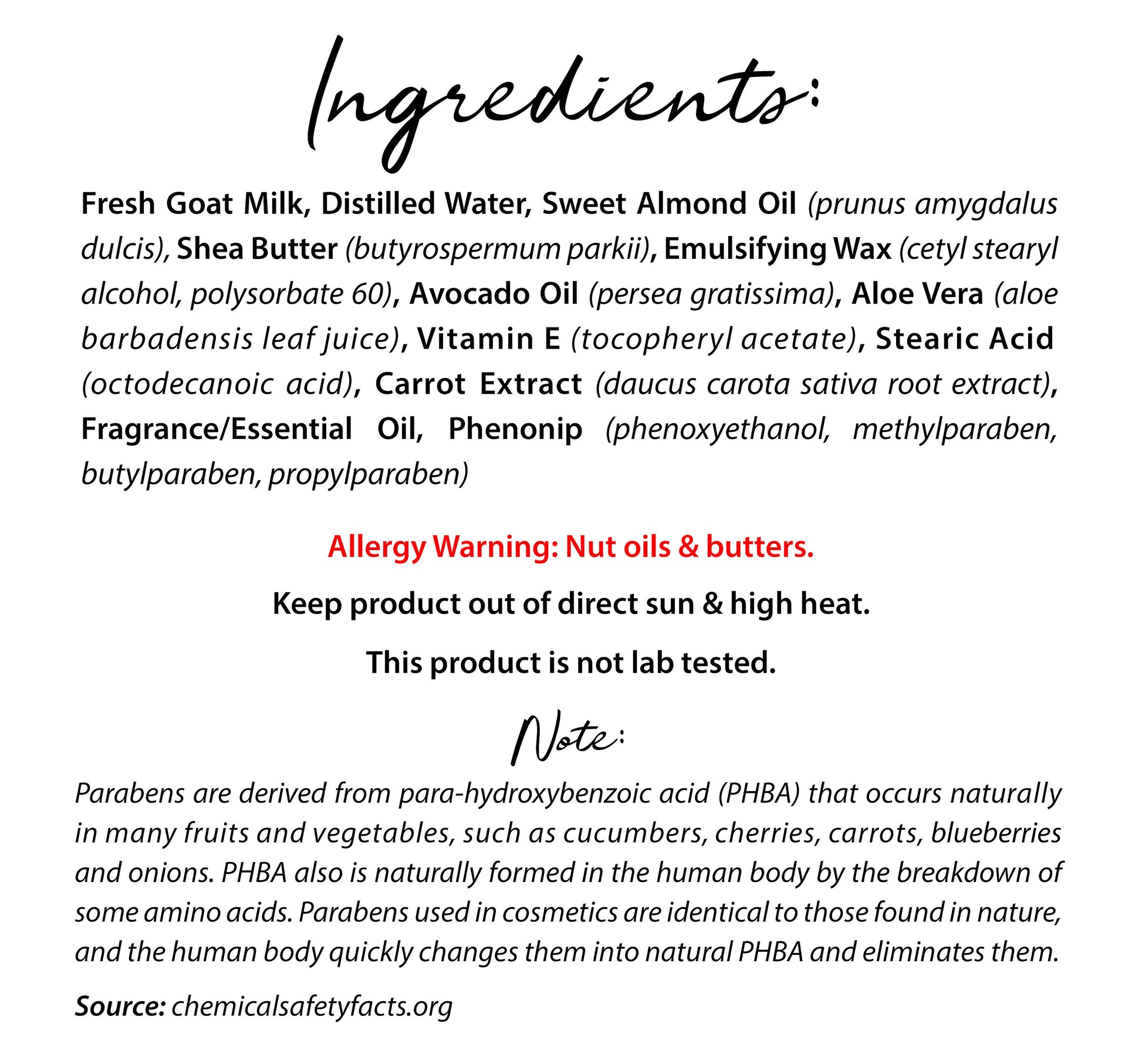 Lotion ingredients