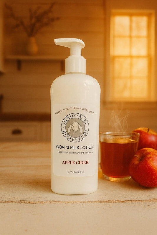Apple Cider Goat Milk Lotion – Fall Body Lotion, Handmade Autumn Lotion, Moisturizing Hand Cream, Goat Milk Lotion for Dry Skin 8 oz pump