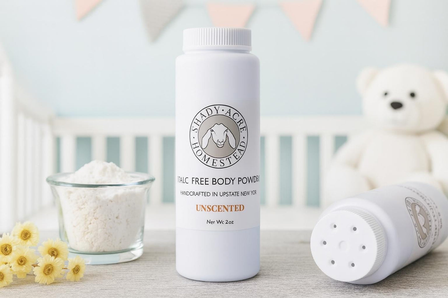Natural Baby Gift Set | Unscented Goat Milk Soap & Talc-Free Powder | Fragrance-Free Bath Body Care for Sensitive Skin