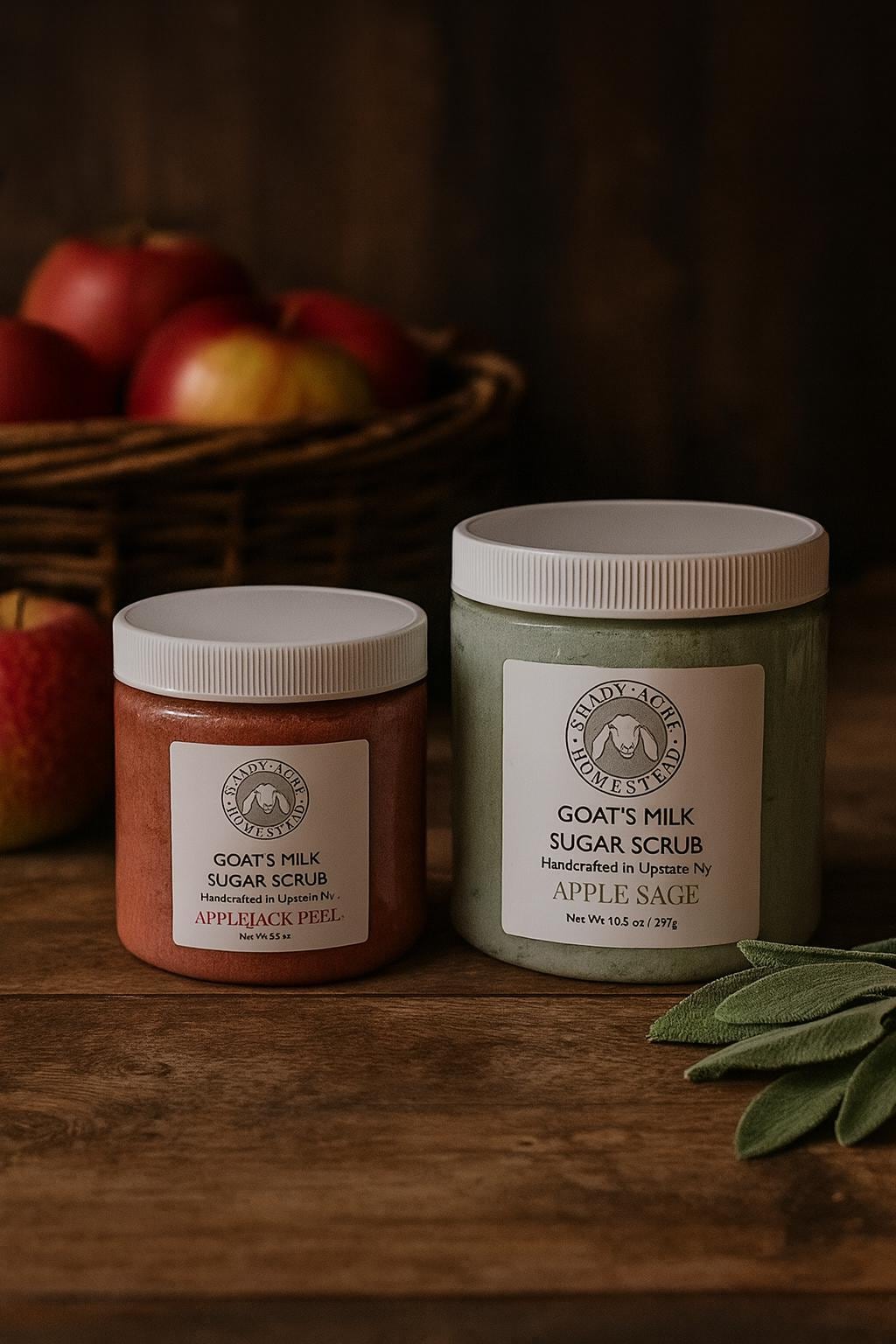 Applejack Peel & Apple Sage Goat Milk Sugar Scrub | Fall Seasonal Body, Hand And Foot Polish | Cozy Autumn Spa Gift | Handmade Skincare
